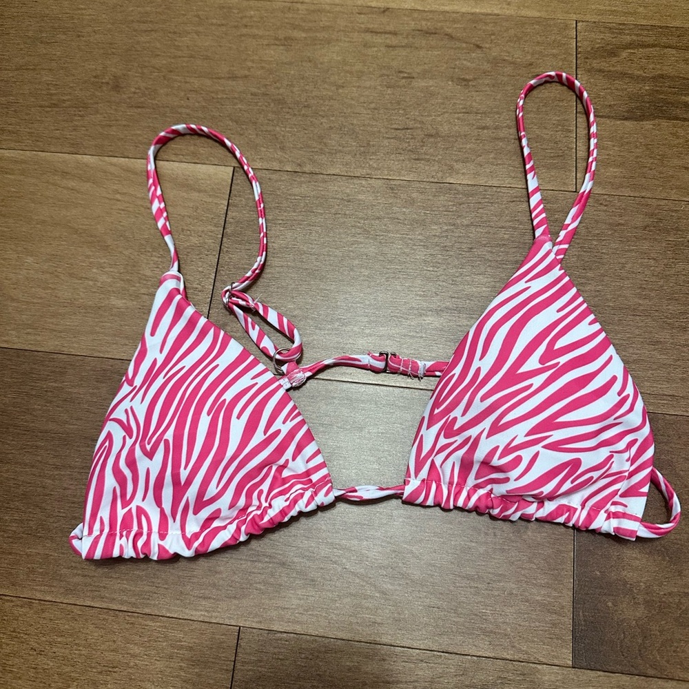 Pink Zebra Print Bikini Top